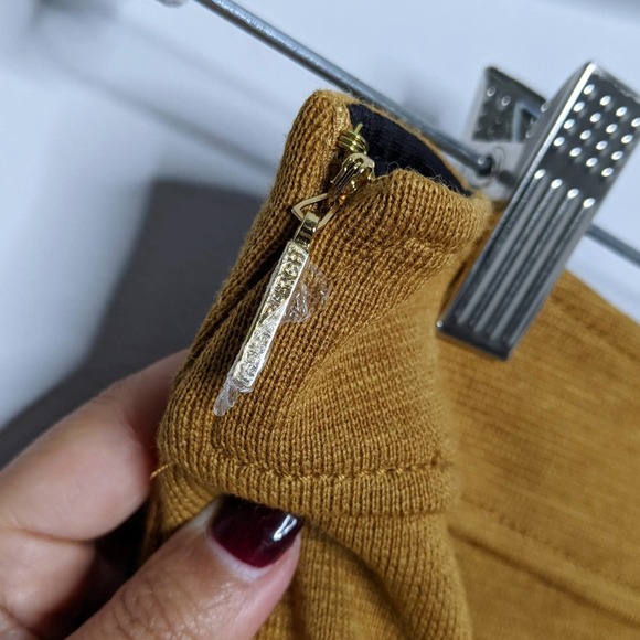 TORY BURCH • Yellow Spice Beverly Wool Blend Knit Pencil Skirt Sz Small - Picture 4 of 8